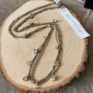 Ann Taylor LOFT Long Gold and Silver Tone Multi Layered Necklace